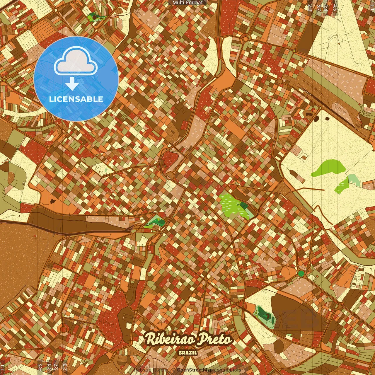 Ribeirao Preto Brazil Farmhouse Poster Art Map Template