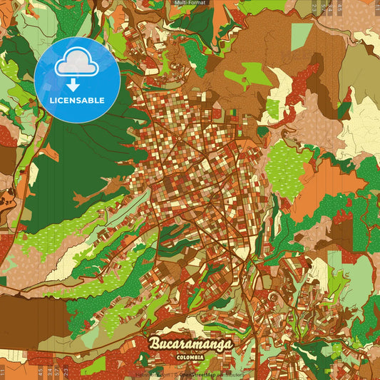 Bucaramanga Colombia Farmhouse Poster Art Map Template