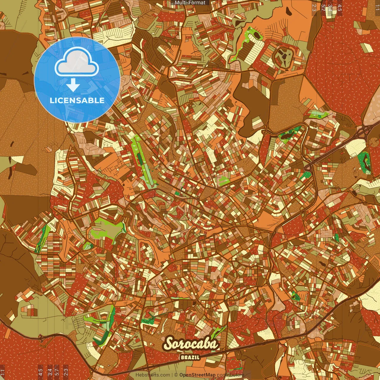 Sorocaba Brazil Farmhouse Poster Art Map Template