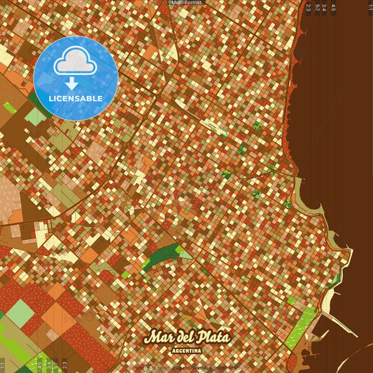 Mar del Plata Argentina Farmhouse Poster Art Map Template