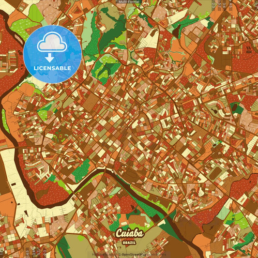 Cuiaba Brazil Farmhouse Poster Art Map Template