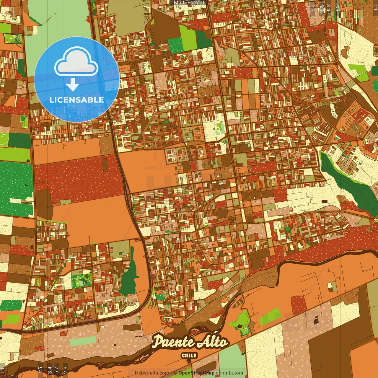 Puente Alto Chile Farmhouse Poster Art Map Template