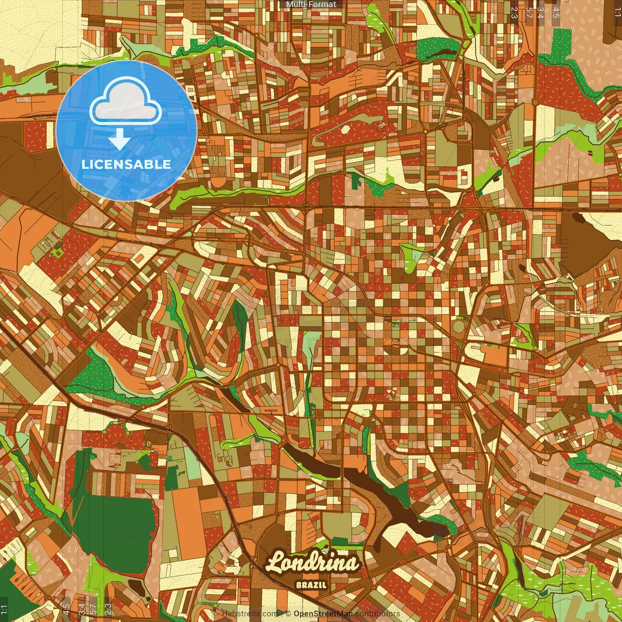 Londrina Brazil Farmhouse Poster Art Map Template