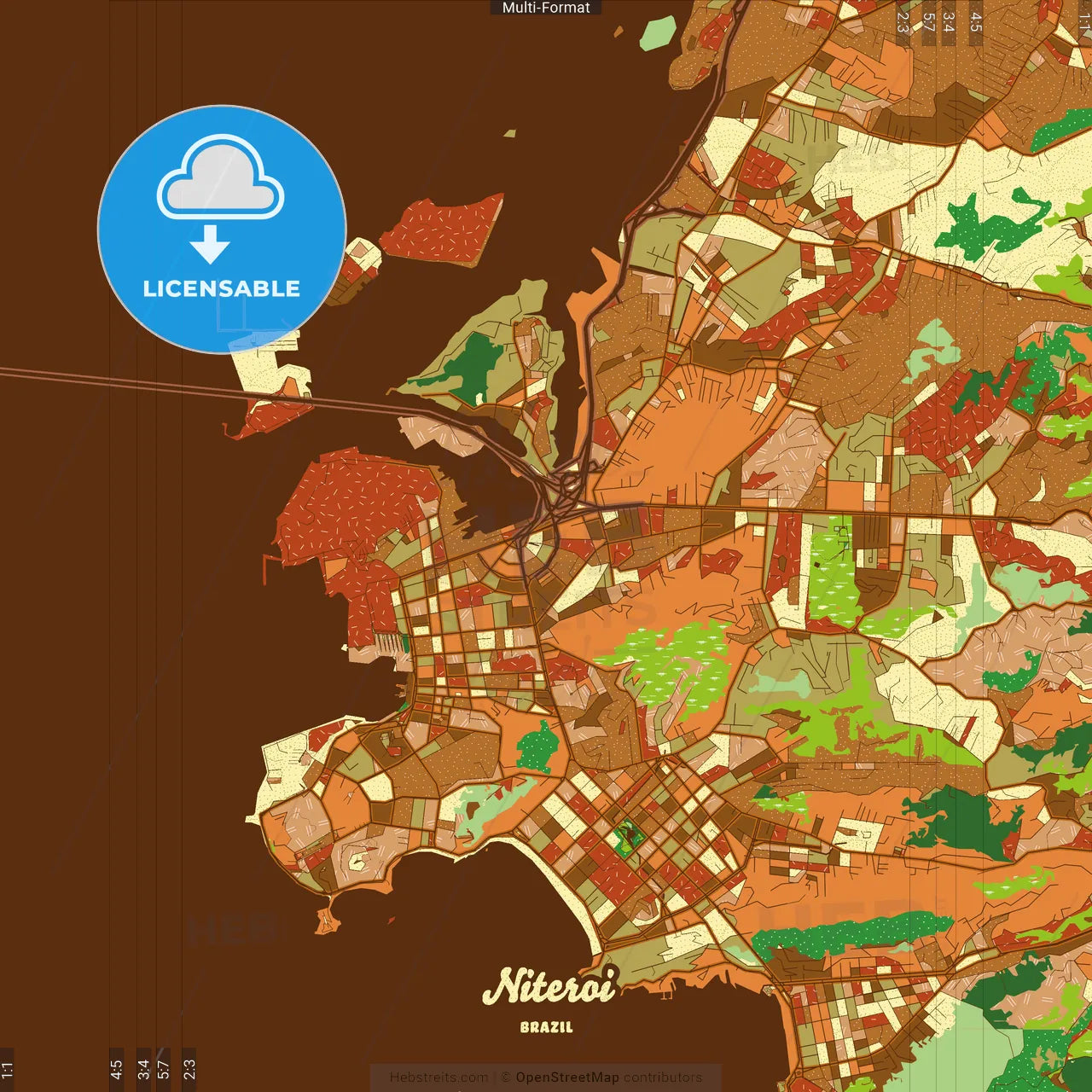 Niteroi Brazil Farmhouse Poster Art Map Template
