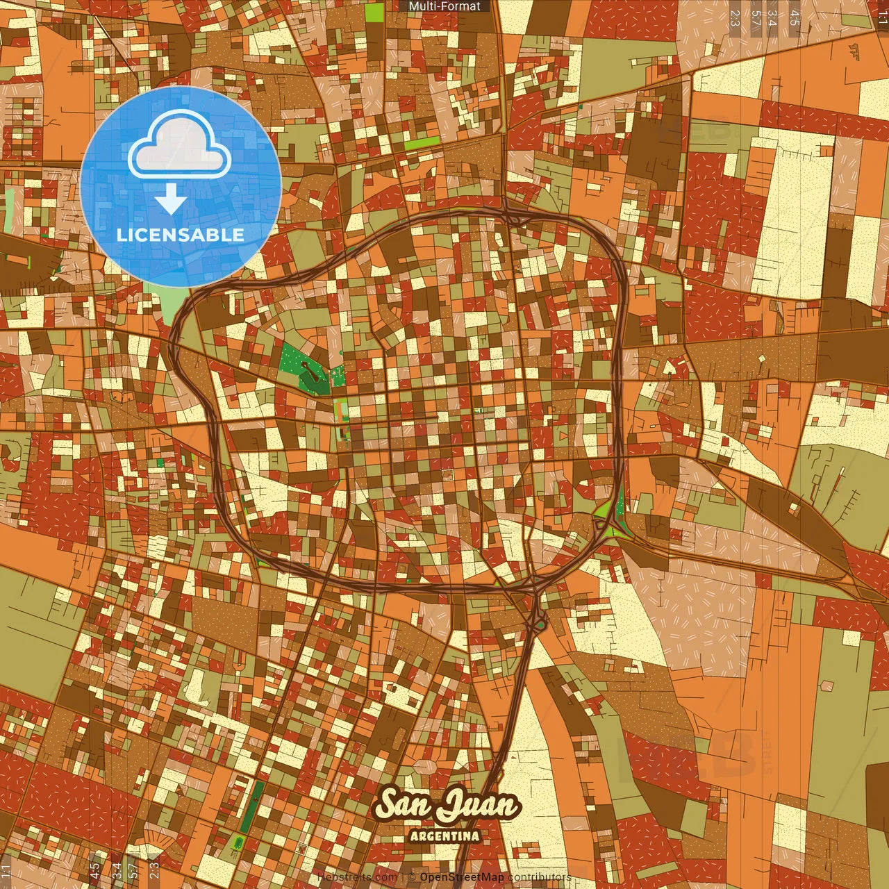 San Juan Argentina Farmhouse Poster Art Map Template