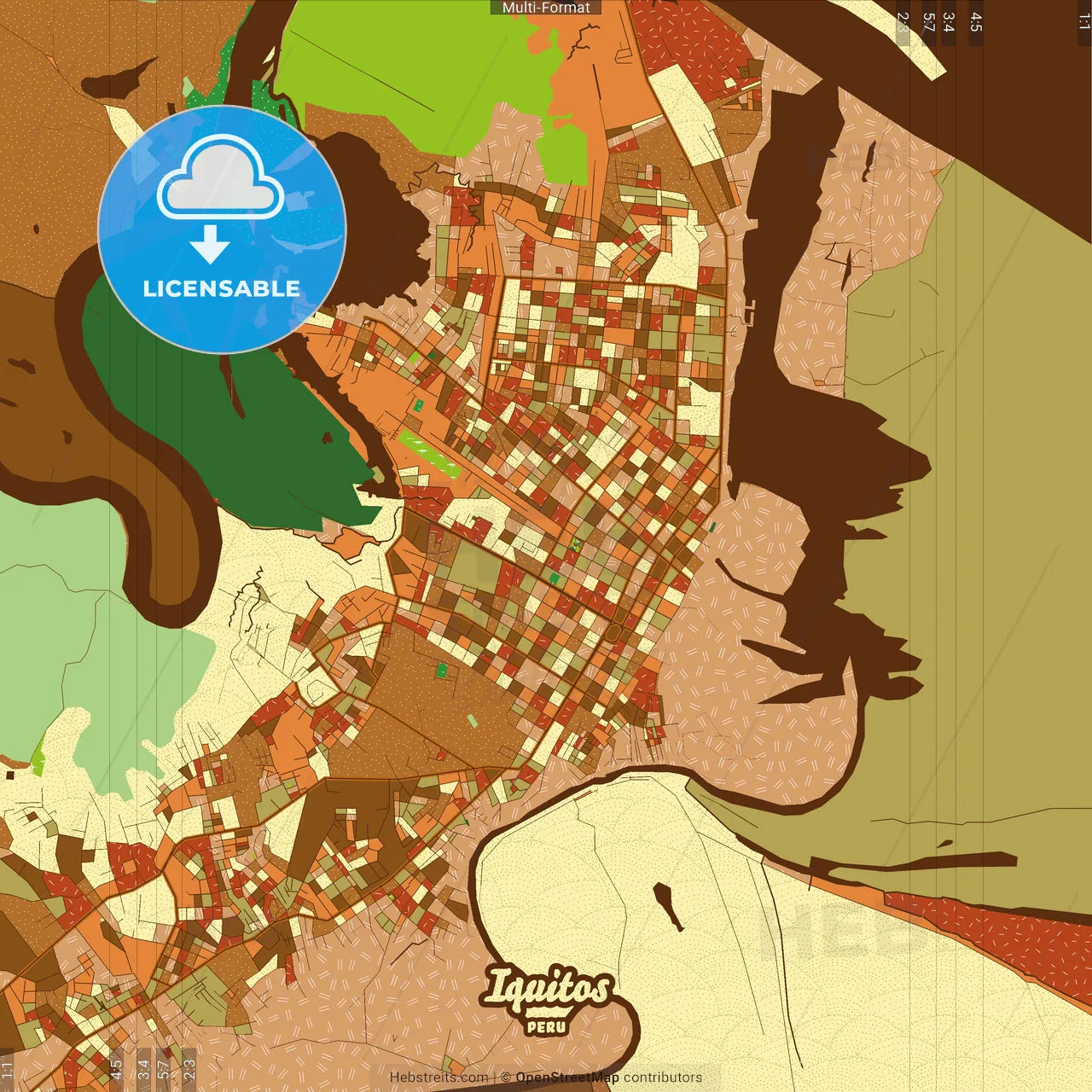 Iquitos Peru Farmhouse Poster Art Map Template