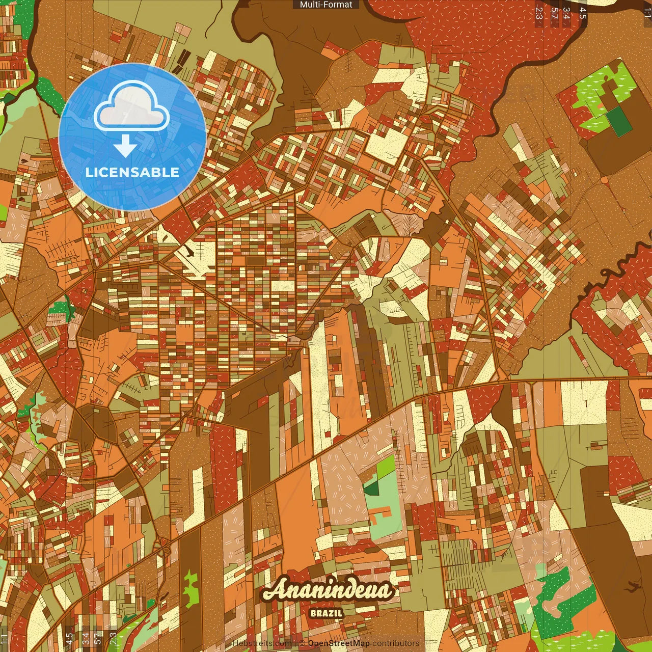 Ananindeua Brazil Farmhouse Poster Art Map Template