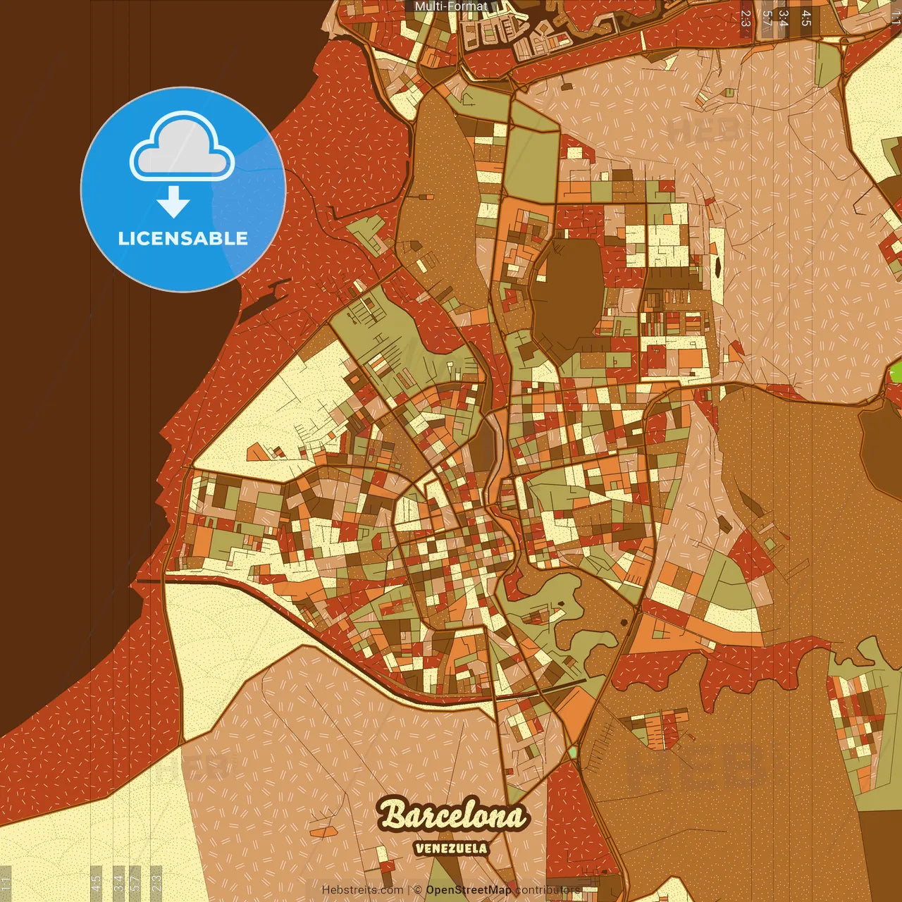 Barcelona Venezuela Farmhouse Poster Art Map Template