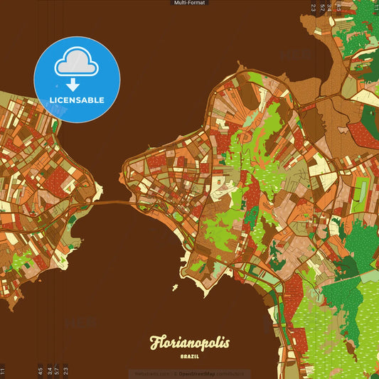Florianopolis Brazil Farmhouse Poster Art Map Template