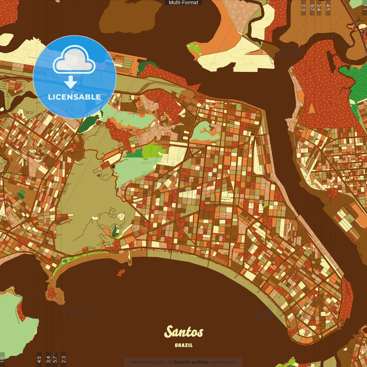 Santos Brazil Farmhouse Poster Art Map Template