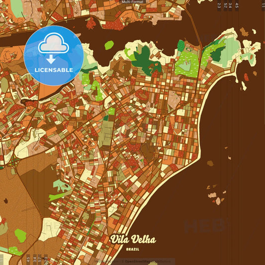 Vila Velha Brazil Farmhouse Poster Art Map Template