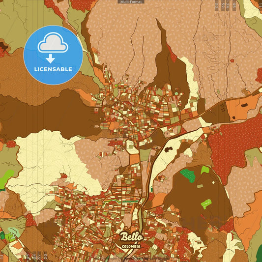 Bello Colombia Farmhouse Poster Art Map Template