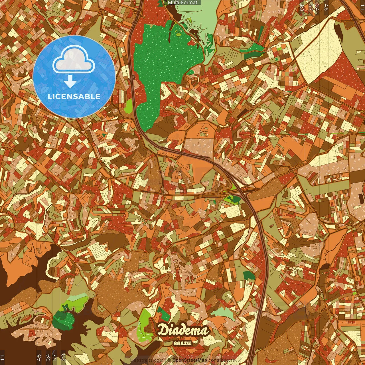 Diadema Brazil Farmhouse Poster Art Map Template