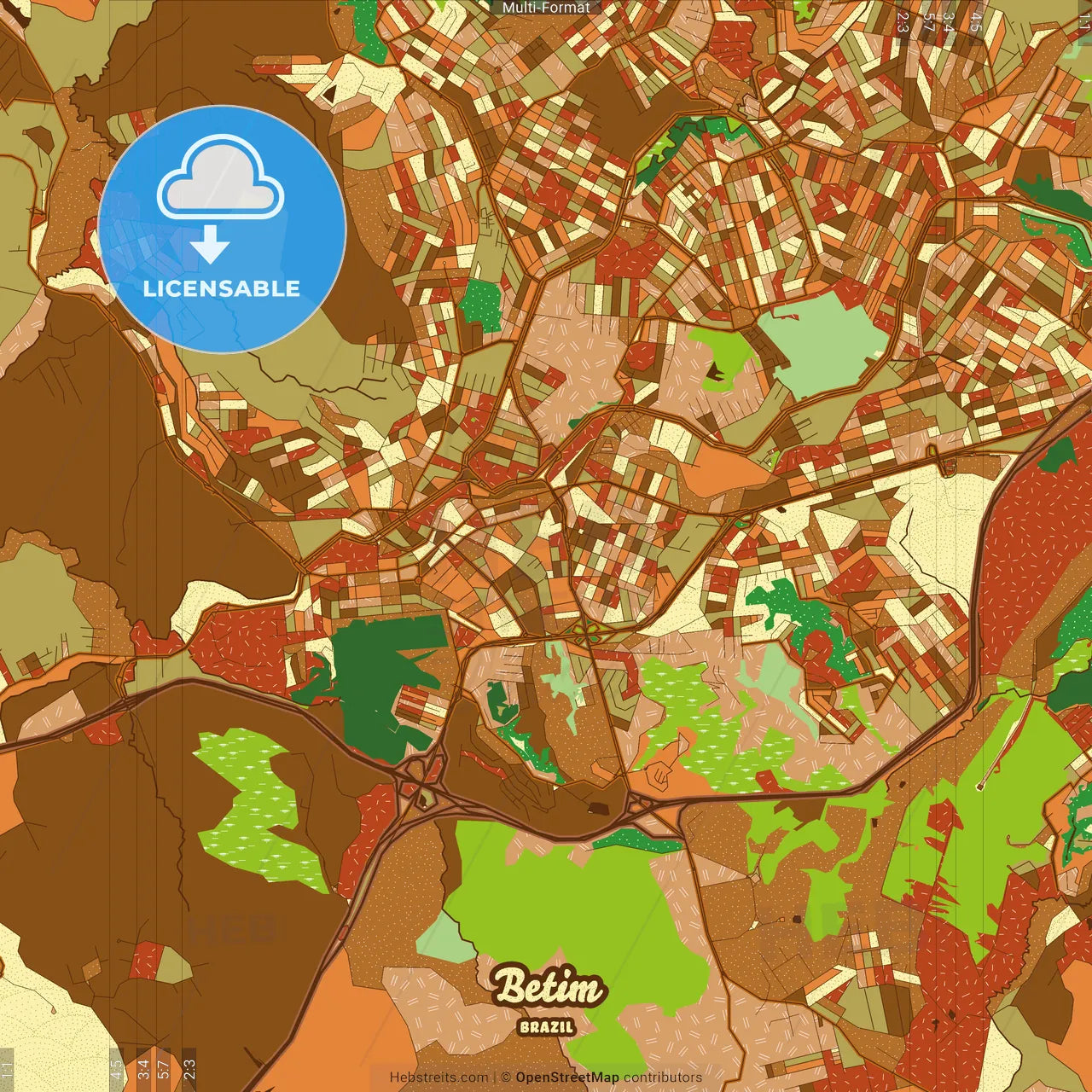 Betim Brazil Farmhouse Poster Art Map Template