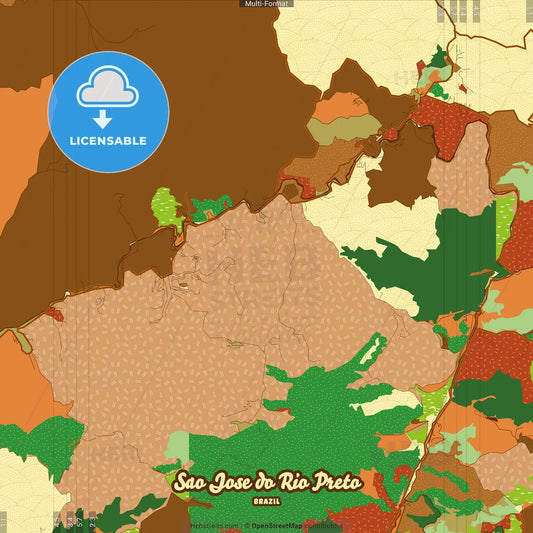 Sao Jose do Rio Preto Brazil Farmhouse Poster Art Map Template
