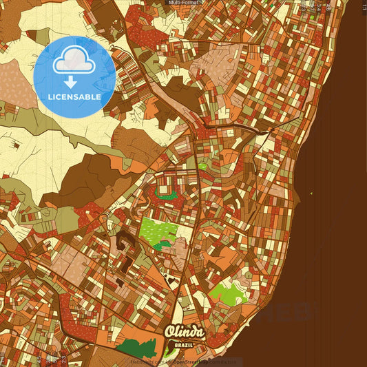 Olinda Brazil Farmhouse Poster Art Map Template