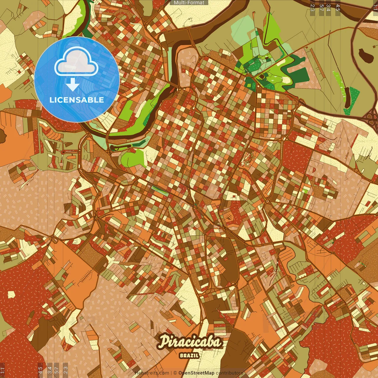 Piracicaba Brazil Farmhouse Poster Art Map Template