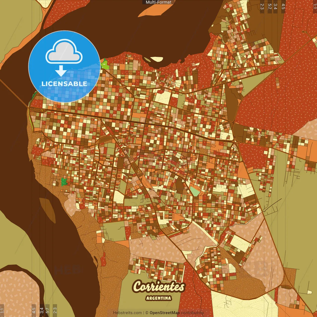 Corrientes Argentina Farmhouse Poster Art Map Template