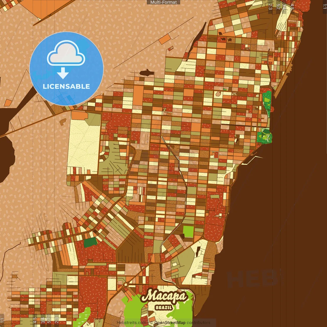 Macapa Brazil Farmhouse Poster Art Map Template