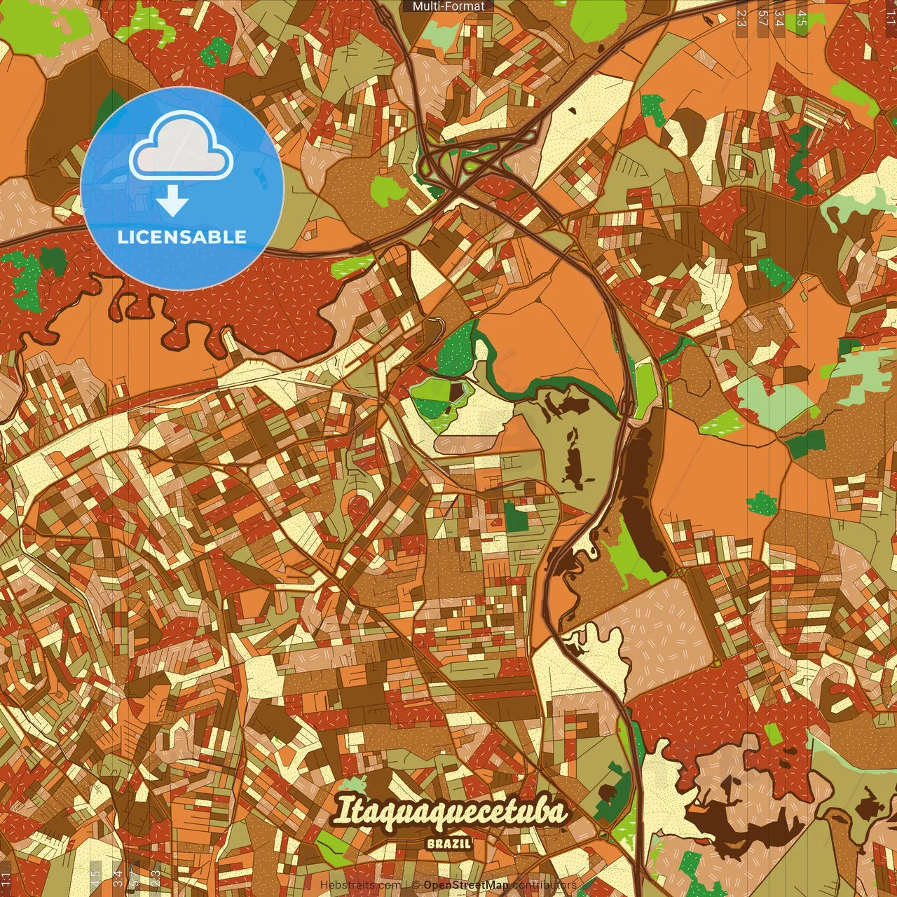 Itaquaquecetuba Brazil Farmhouse Poster Art Map Template