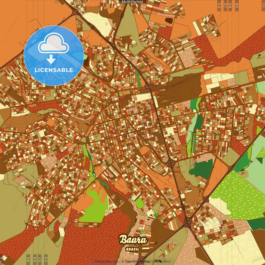 Bauru Brazil Farmhouse Poster Art Map Template