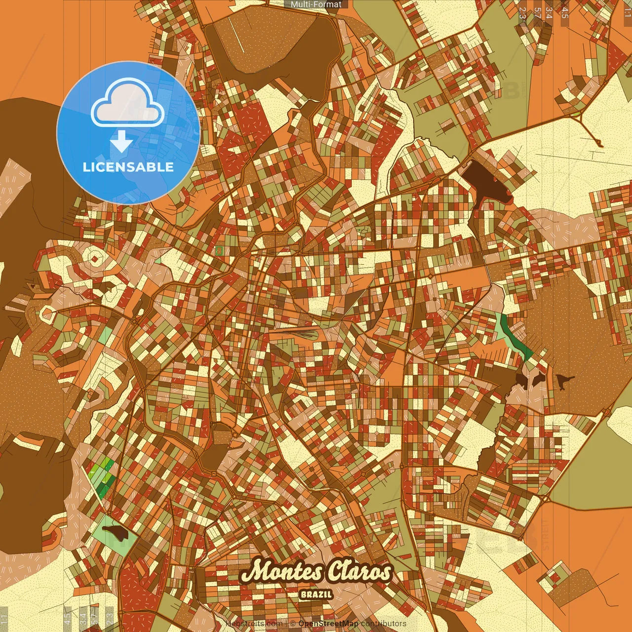 Montes Claros Brazil Farmhouse Poster Art Map Template