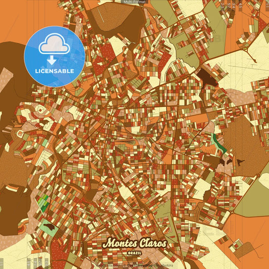Montes Claros Brazil Farmhouse Poster Art Map Template