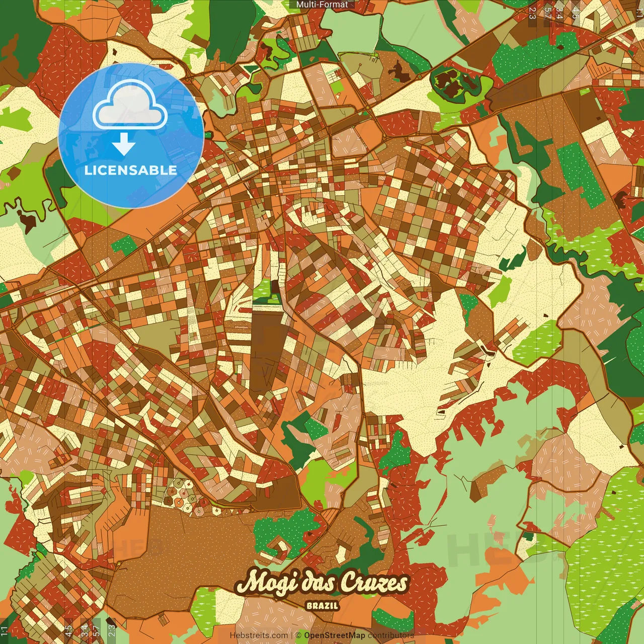 Mogi das Cruzes Brazil Farmhouse Poster Art Map Template