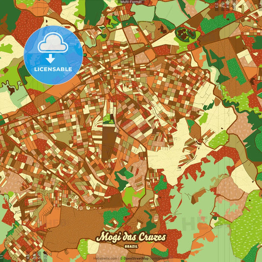 Mogi das Cruzes Brazil Farmhouse Poster Art Map Template