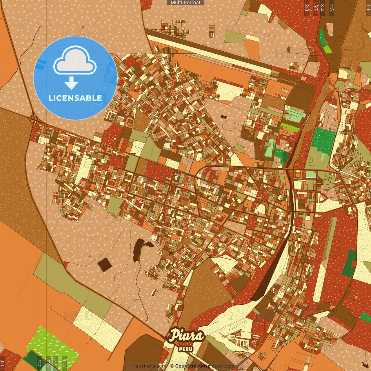 Piura Peru Farmhouse Poster Art Map Template