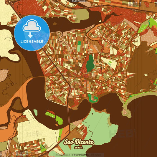 Sao Vicente Brazil Farmhouse Poster Art Map Template