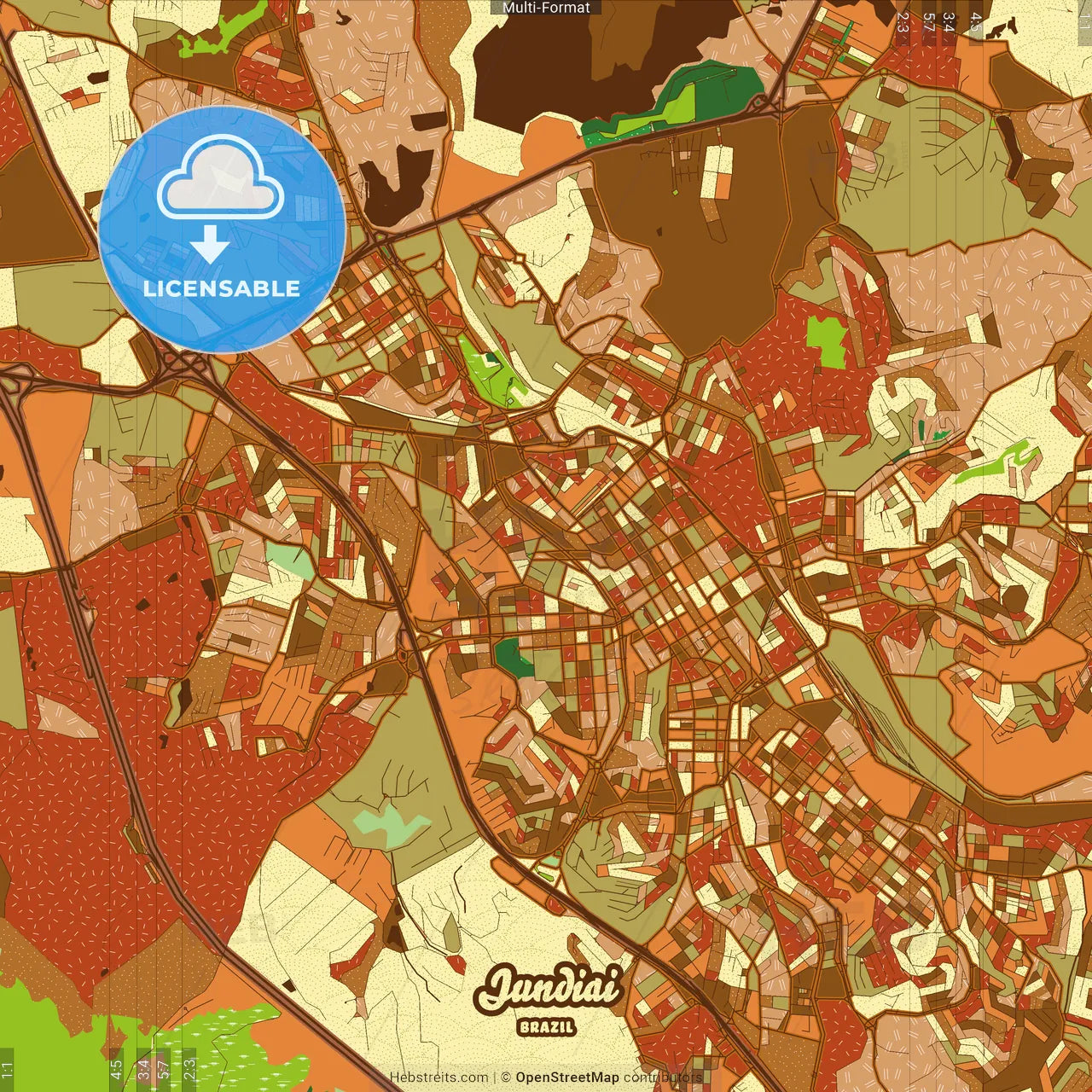 Jundiai Brazil Farmhouse Poster Art Map Template