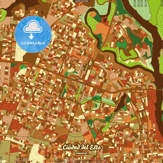 Ciudad del Este Paraguay Farmhouse Poster Art Map Template