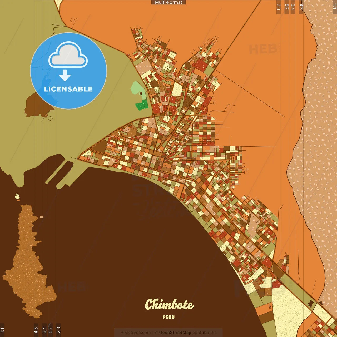 Chimbote Peru Farmhouse Poster Art Map Template