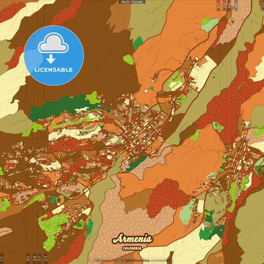 Armenia Colombia Farmhouse Poster Art Map Template