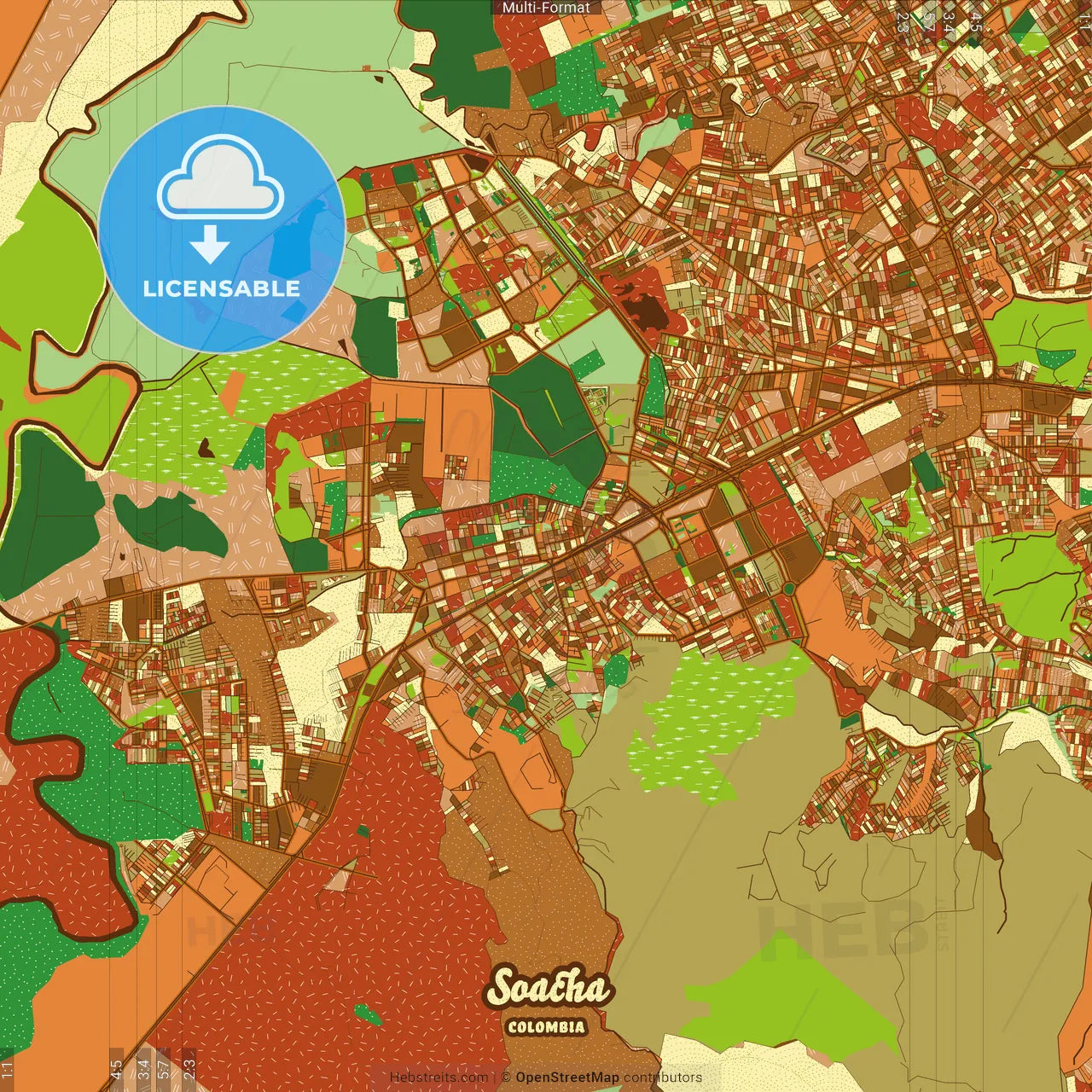 Soacha Colombia Farmhouse Poster Art Map Template