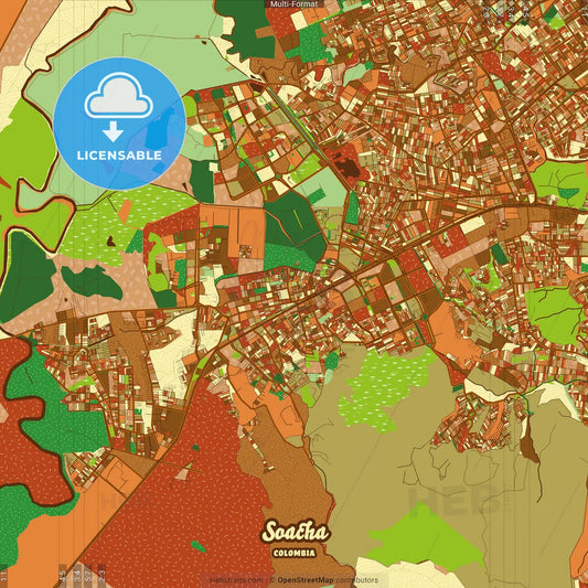 Soacha Colombia Farmhouse Poster Art Map Template