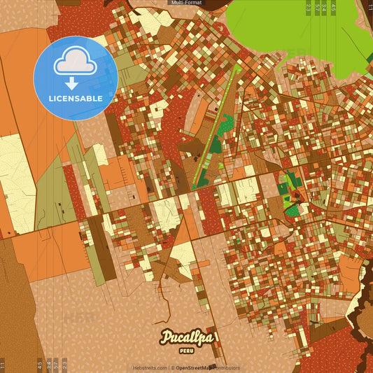 Pucallpa Peru Farmhouse Poster Art Map Template