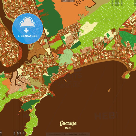 Guaruja Brazil Farmhouse Poster Art Map Template