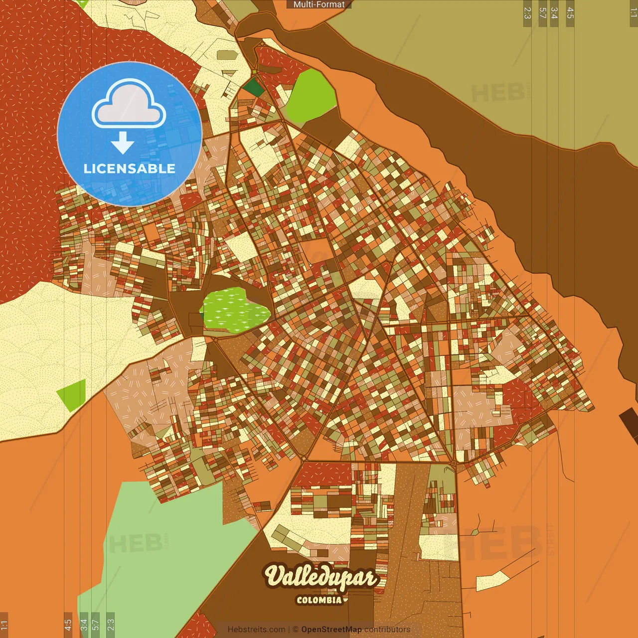 Valledupar Colombia Farmhouse Poster Art Map Template