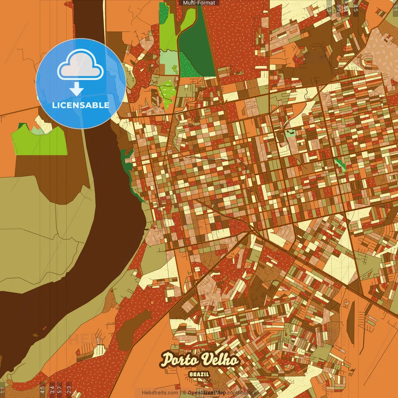 Porto Velho Brazil Farmhouse Poster Art Map Template