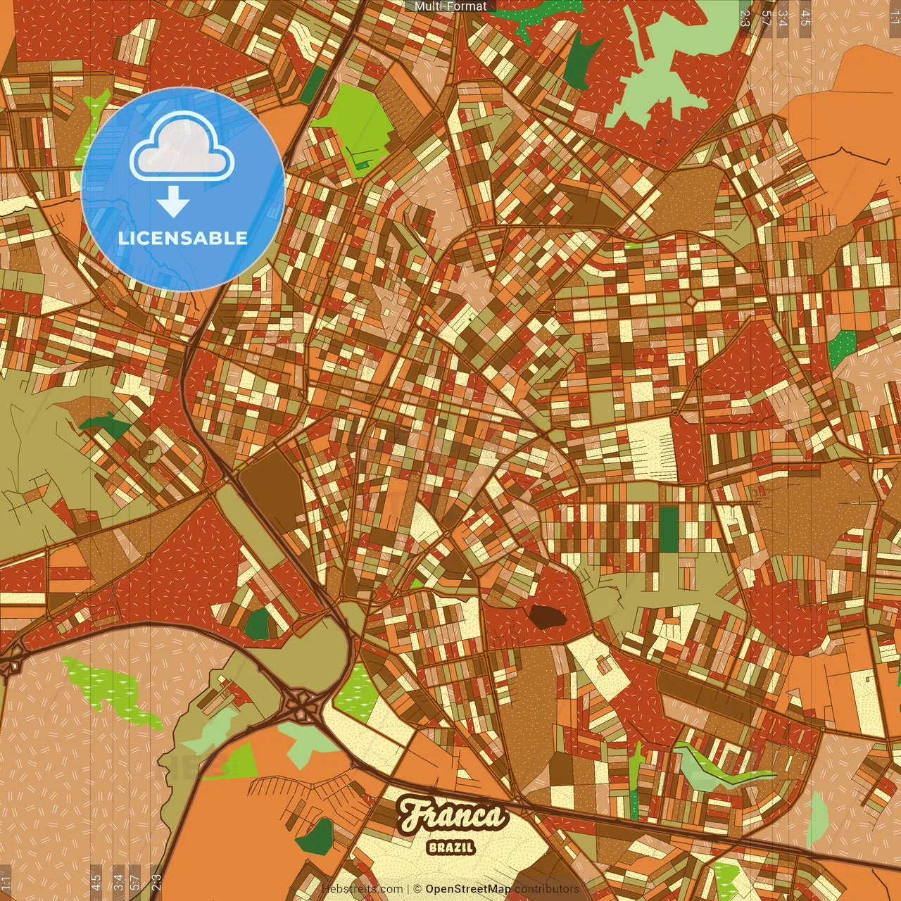 Franca Brazil Farmhouse Poster Art Map Template