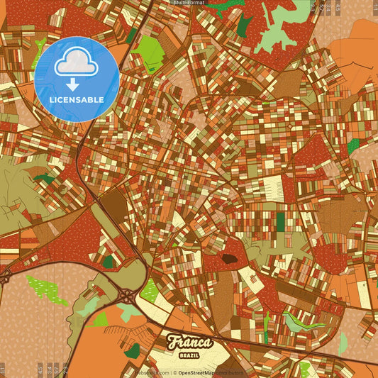 Franca Brazil Farmhouse Poster Art Map Template