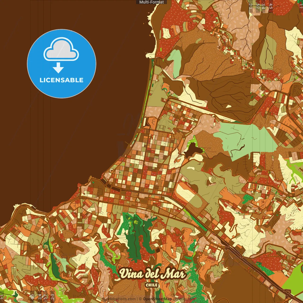 Vina del Mar Chile Farmhouse Poster Art Map Template