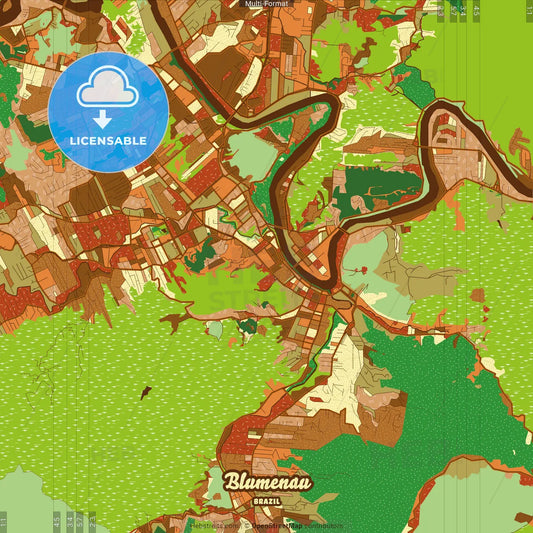 Blumenau Brazil Farmhouse Poster Art Map Template