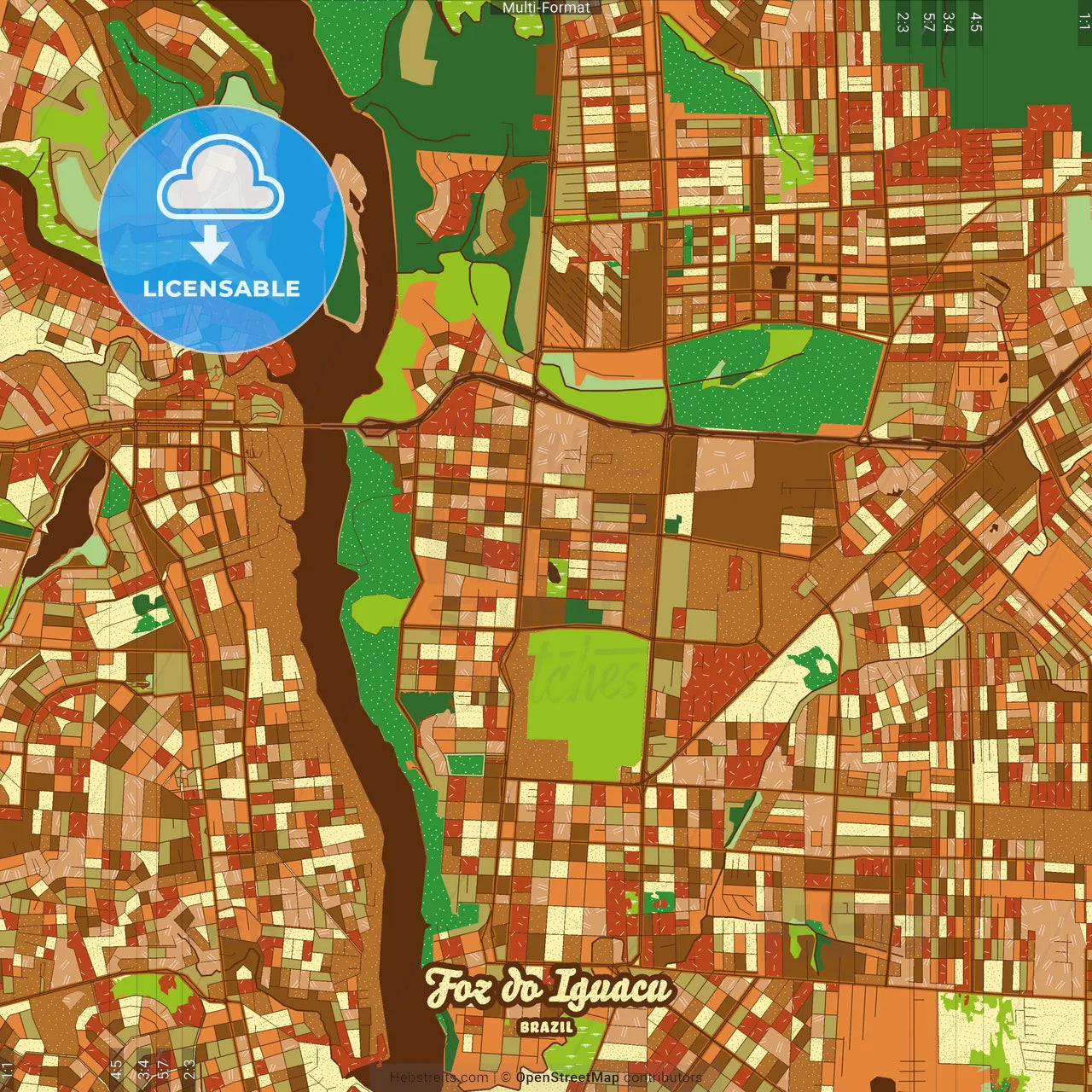 Foz do Iguacu Brazil Farmhouse Poster Art Map Template