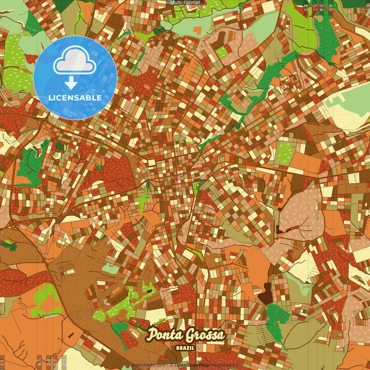 Ponta Grossa Brazil Farmhouse Poster Art Map Template