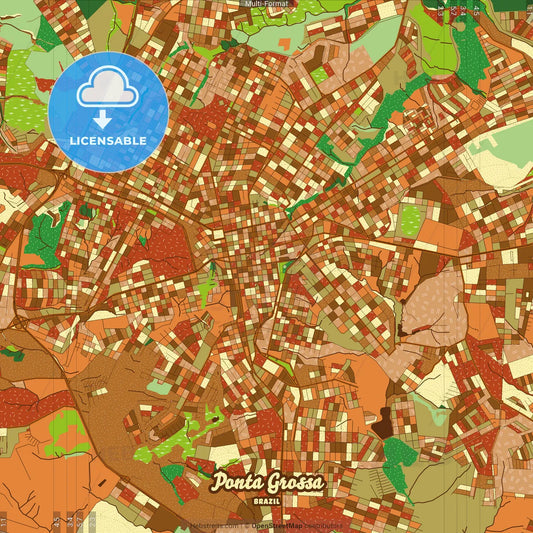 Ponta Grossa Brazil Farmhouse Poster Art Map Template