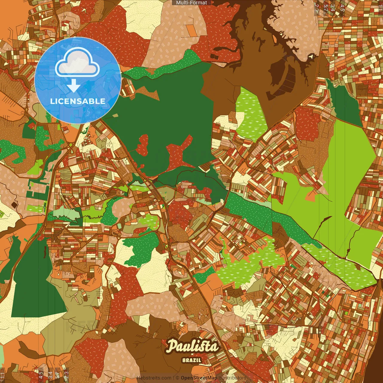Paulista Brazil Farmhouse Poster Art Map Template
