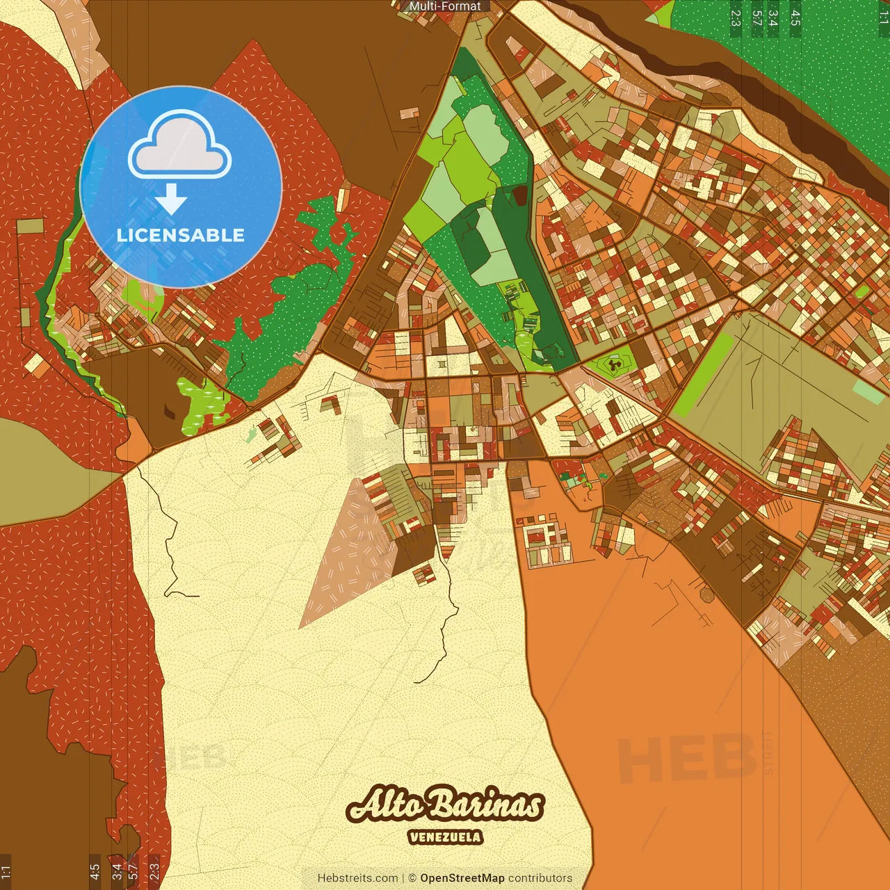 Alto Barinas Venezuela Farmhouse Poster Art Map Template